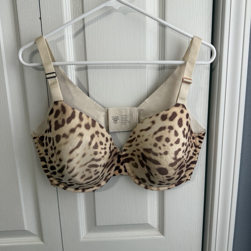 Soma Vanishing 360 Perfect Coverage Leopard Print Bra Women's Size 40DD